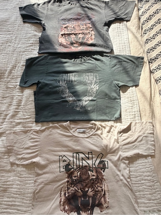 Anine Bing Tops - Anine Bing Womens Graphic Tee Set in Black, Green, and Cream